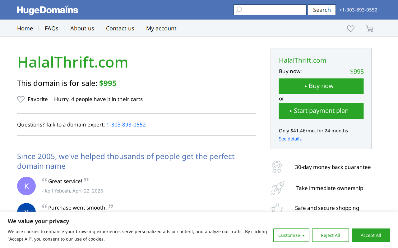 Halal Thrift website preview