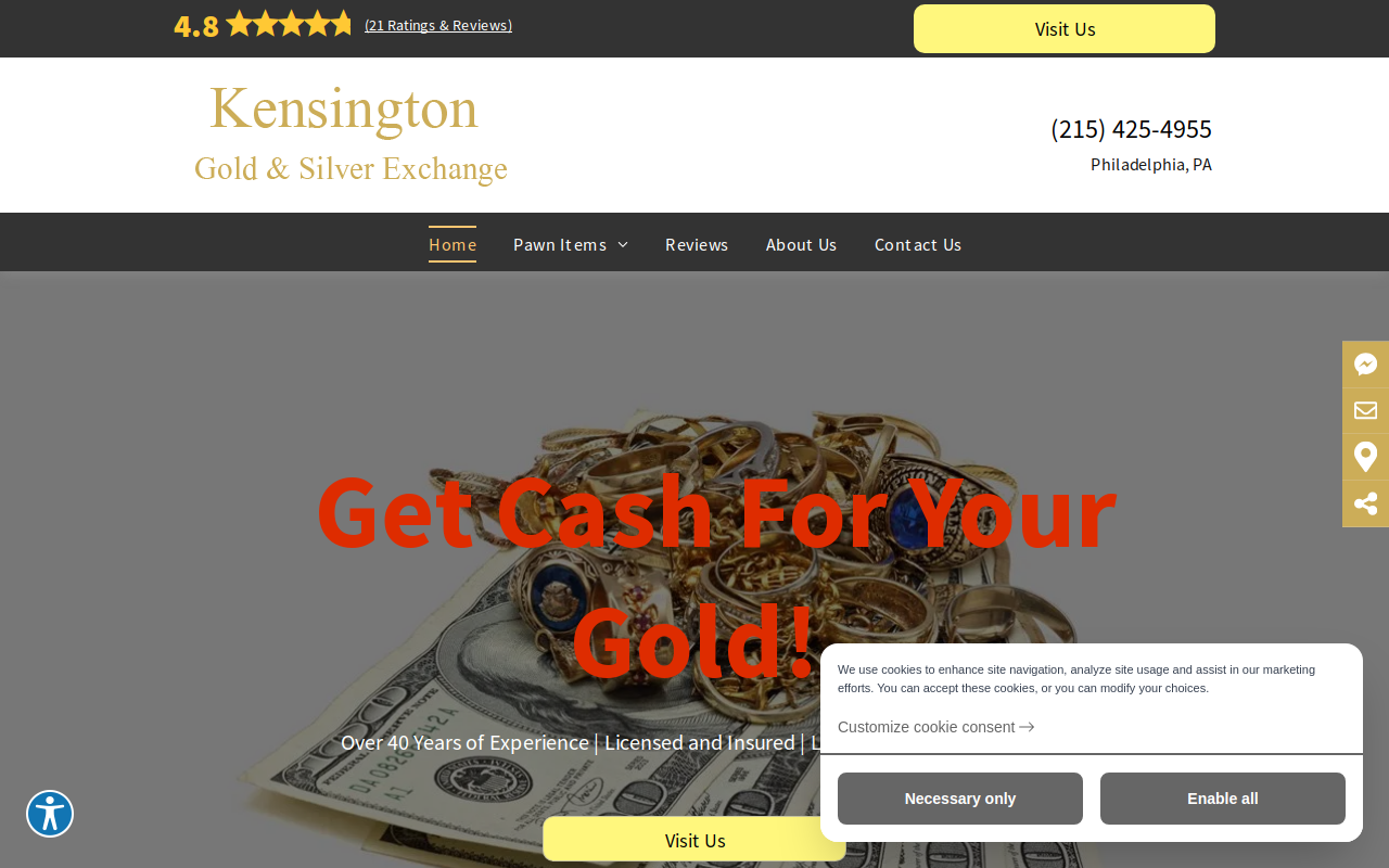 Kensington Gold & Silver Exchange website preview