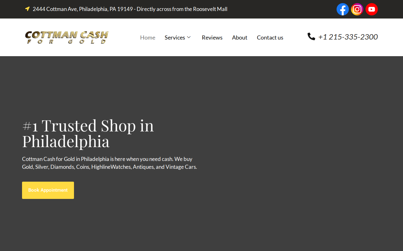 Cottman Cash For Gold website preview