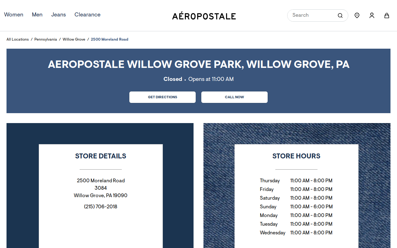 Aéropostale website preview