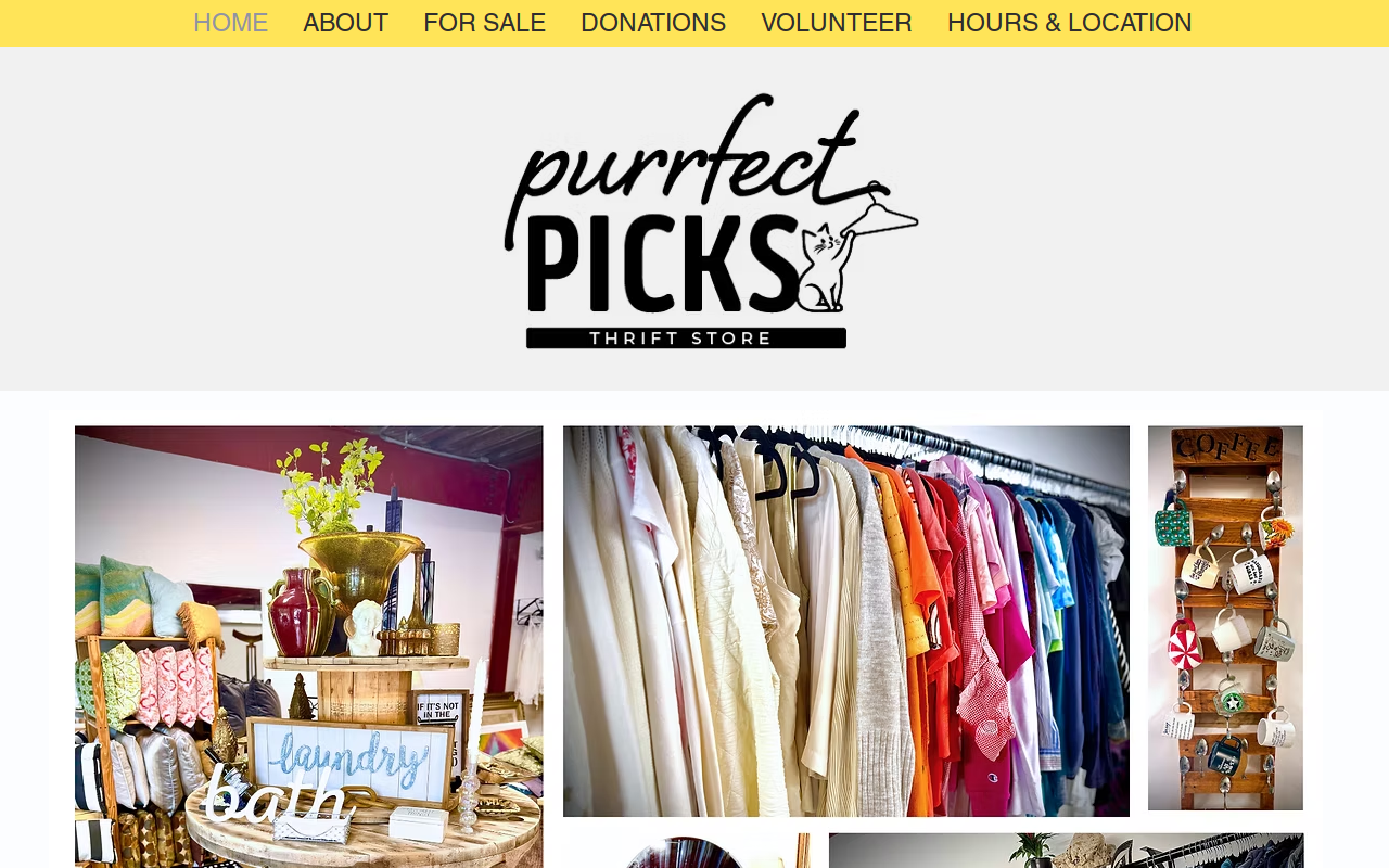 Purrfect Picks Thrift Store website preview