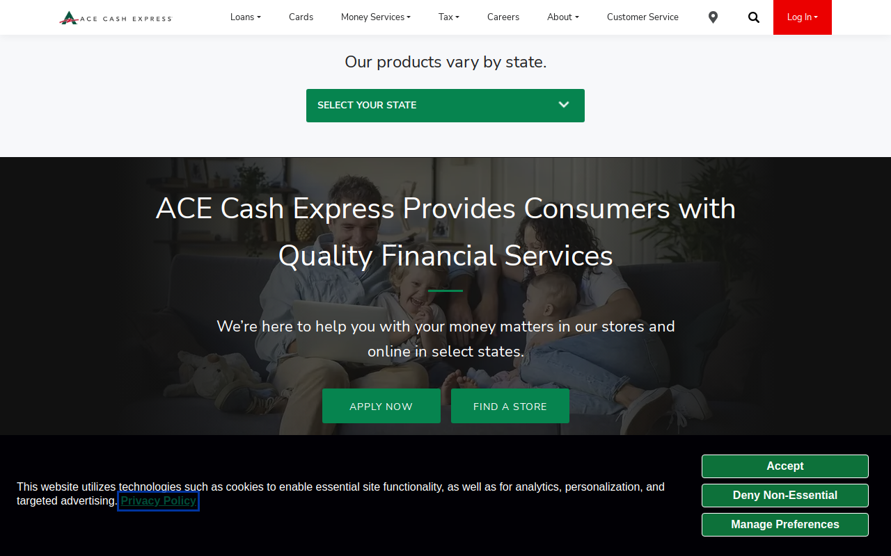 Ace Check Cashing website preview