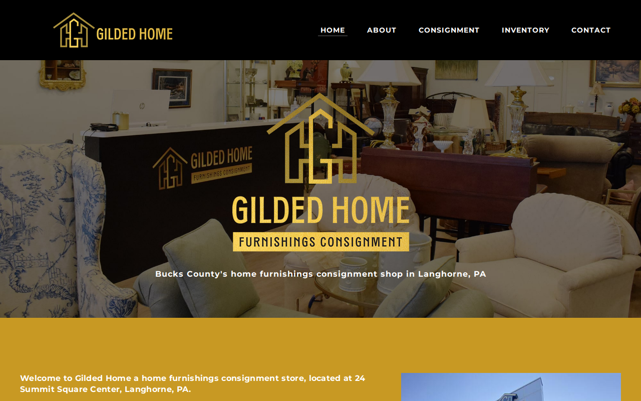 Gilded Home Furnishings Consignment website preview