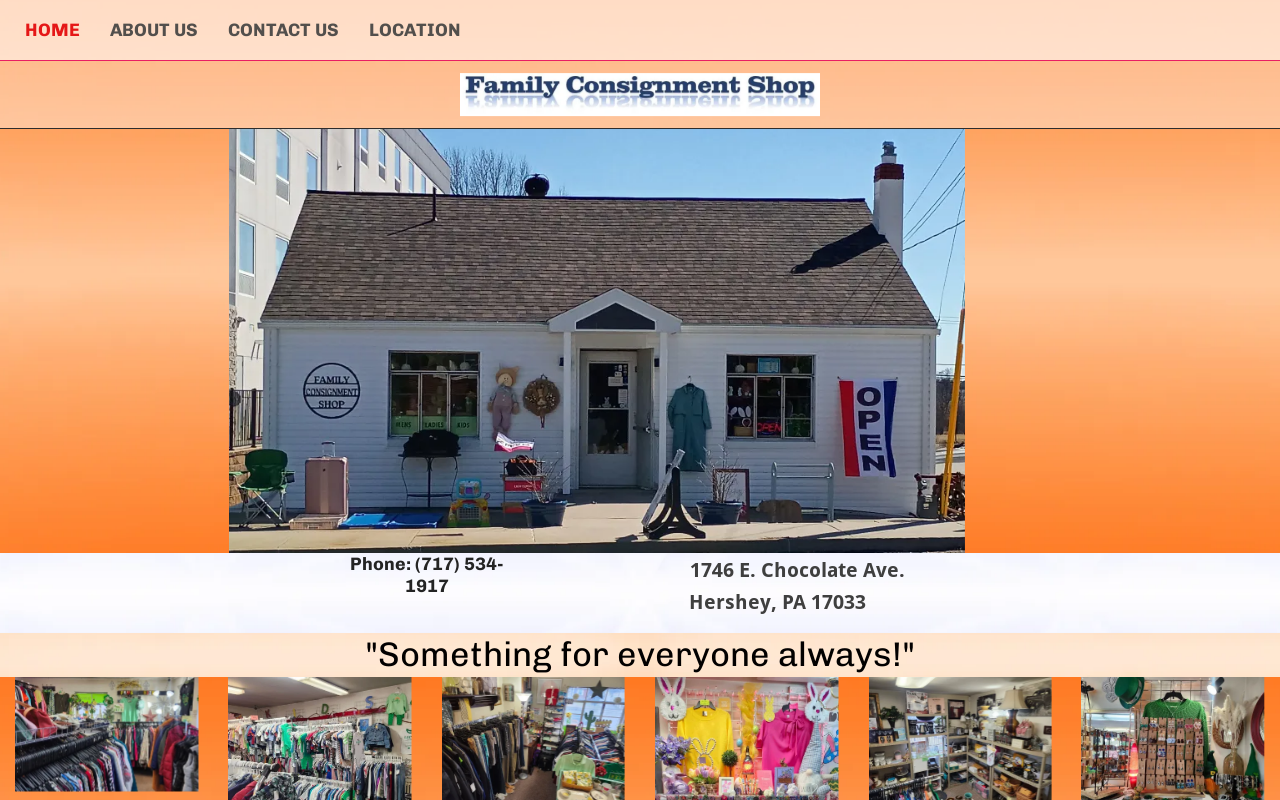 Family Consignment Shop website preview