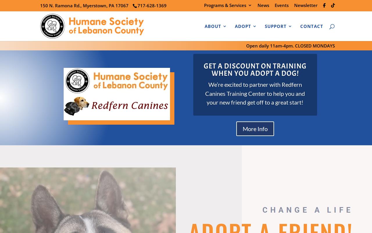 Humane Society of Lebanon County Thrift Shop website preview