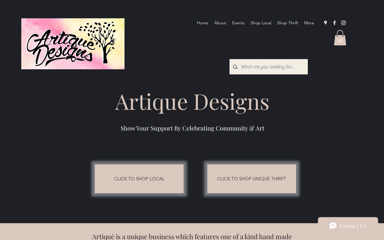 Artique Designs website preview