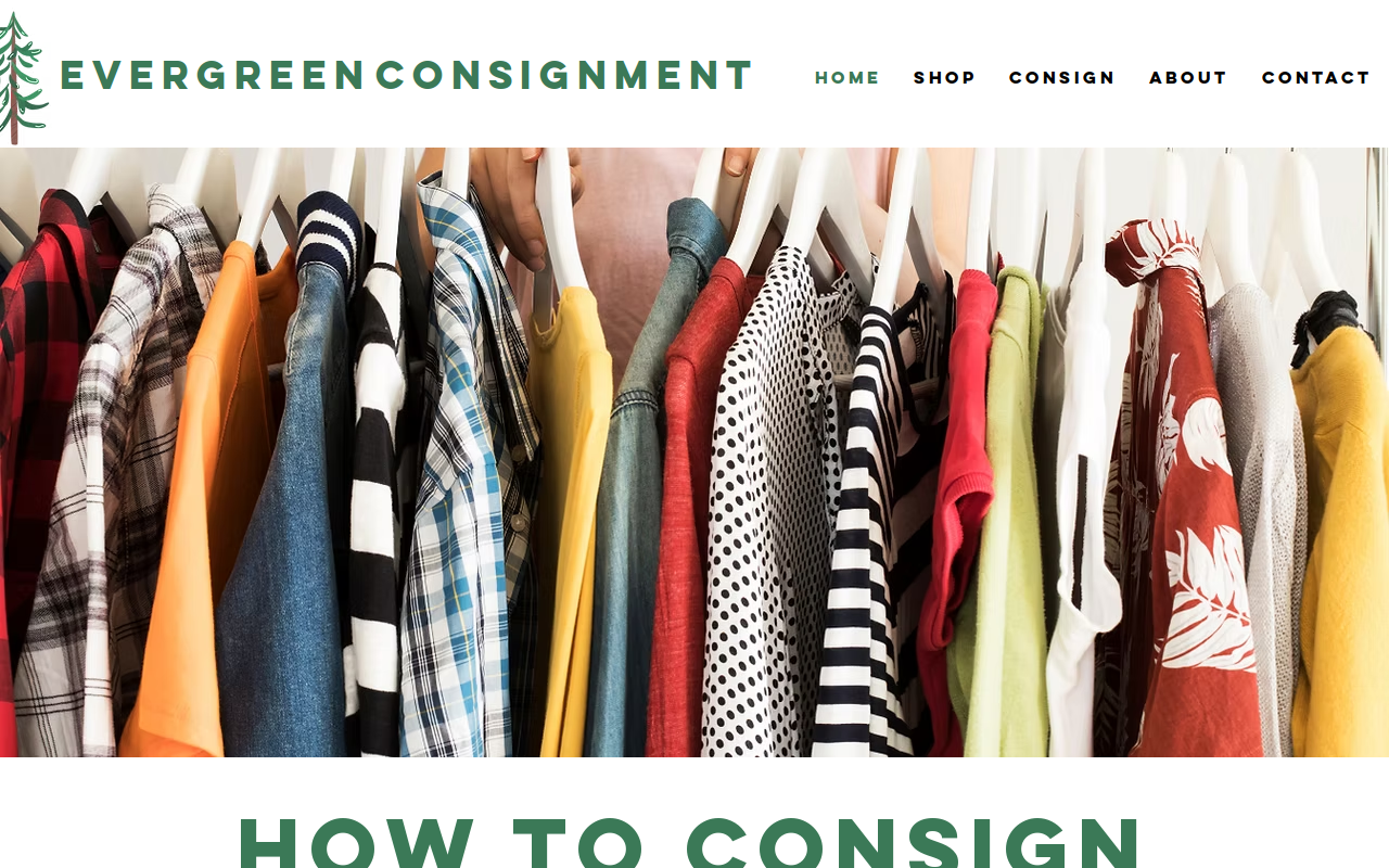 Evergreen Consignment and Gift Co website preview
