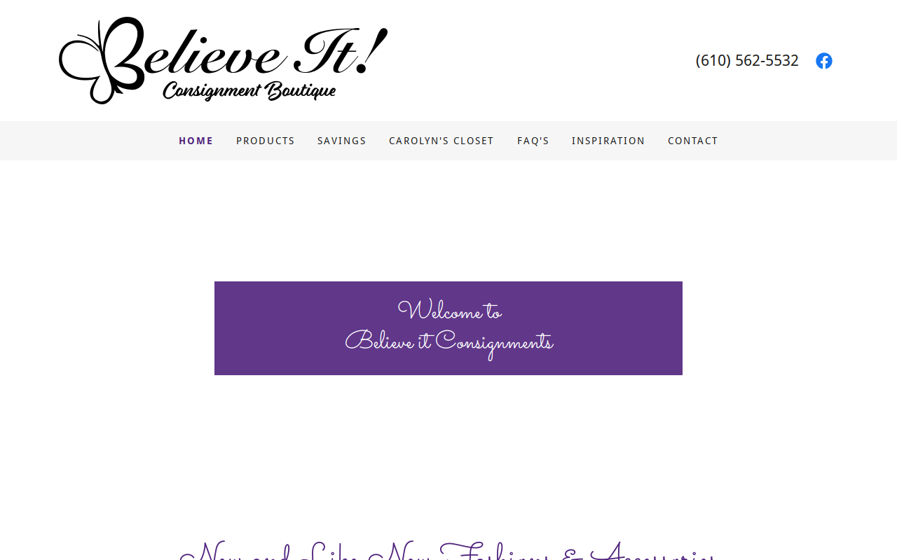 Believe It Consignment Store website preview