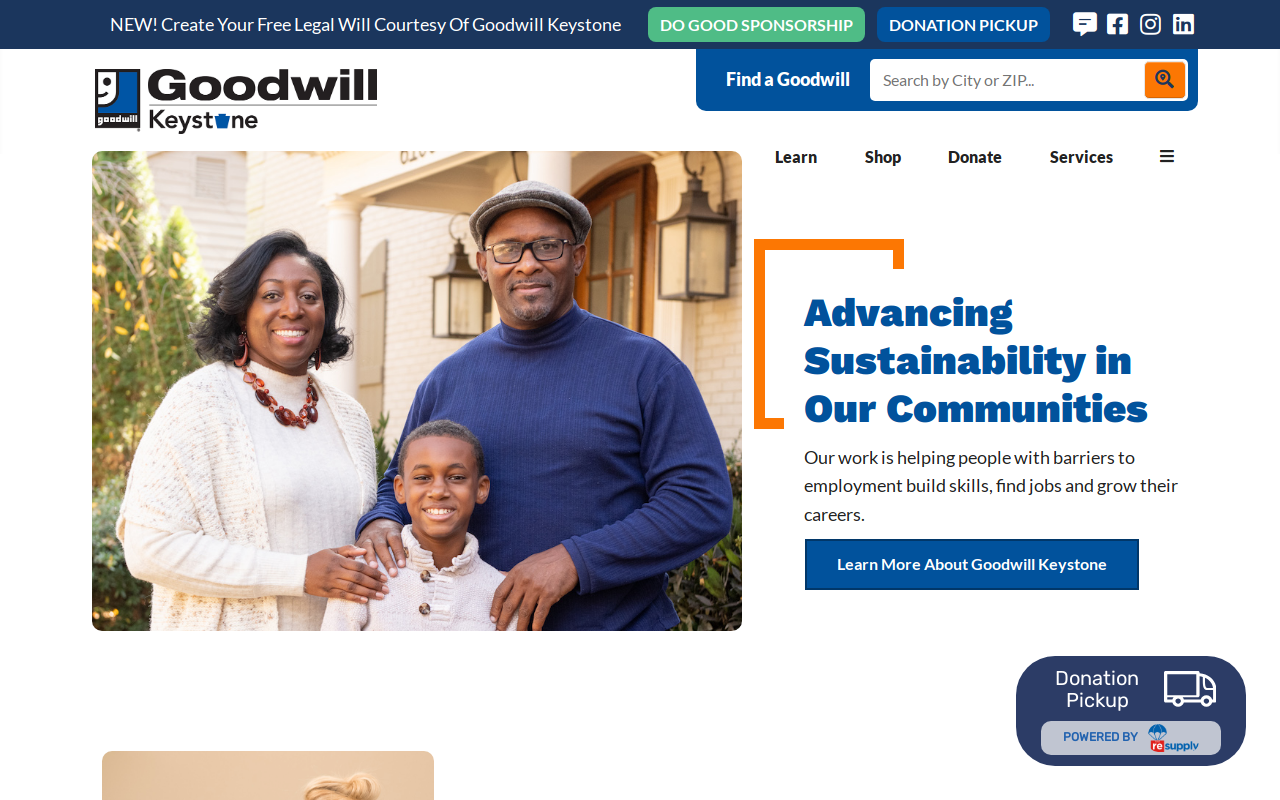 Goodwill Store Donation Center website preview
