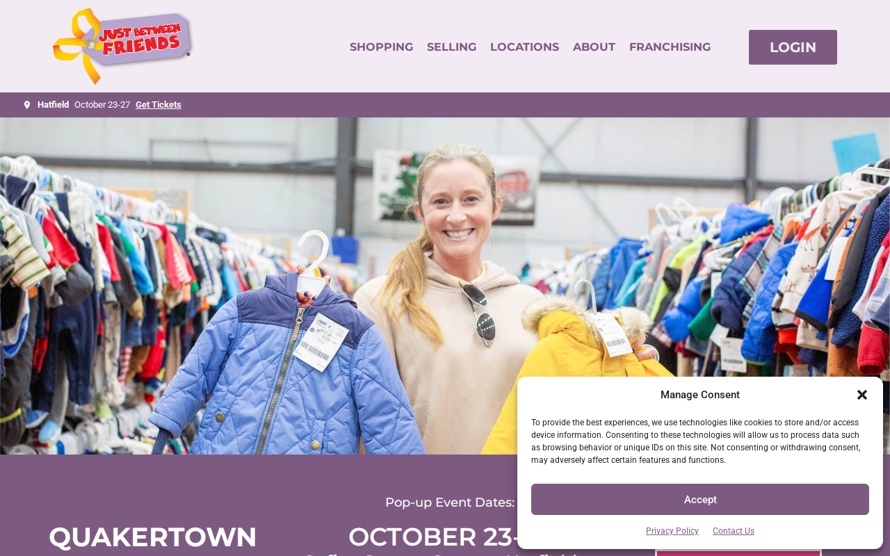 Just Between Friends of Quakertown and Hatfield website preview