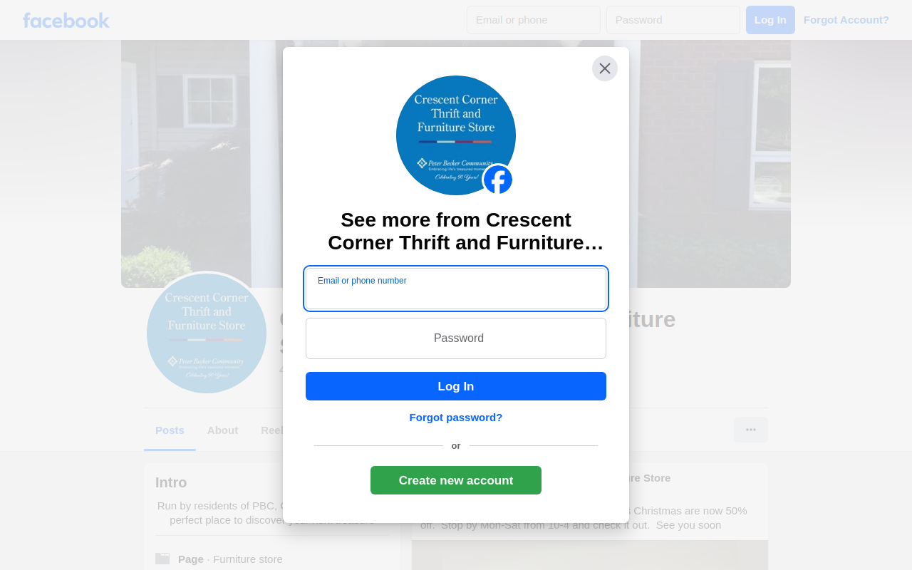 Crescent Corner Thrift and Furniture Store website preview