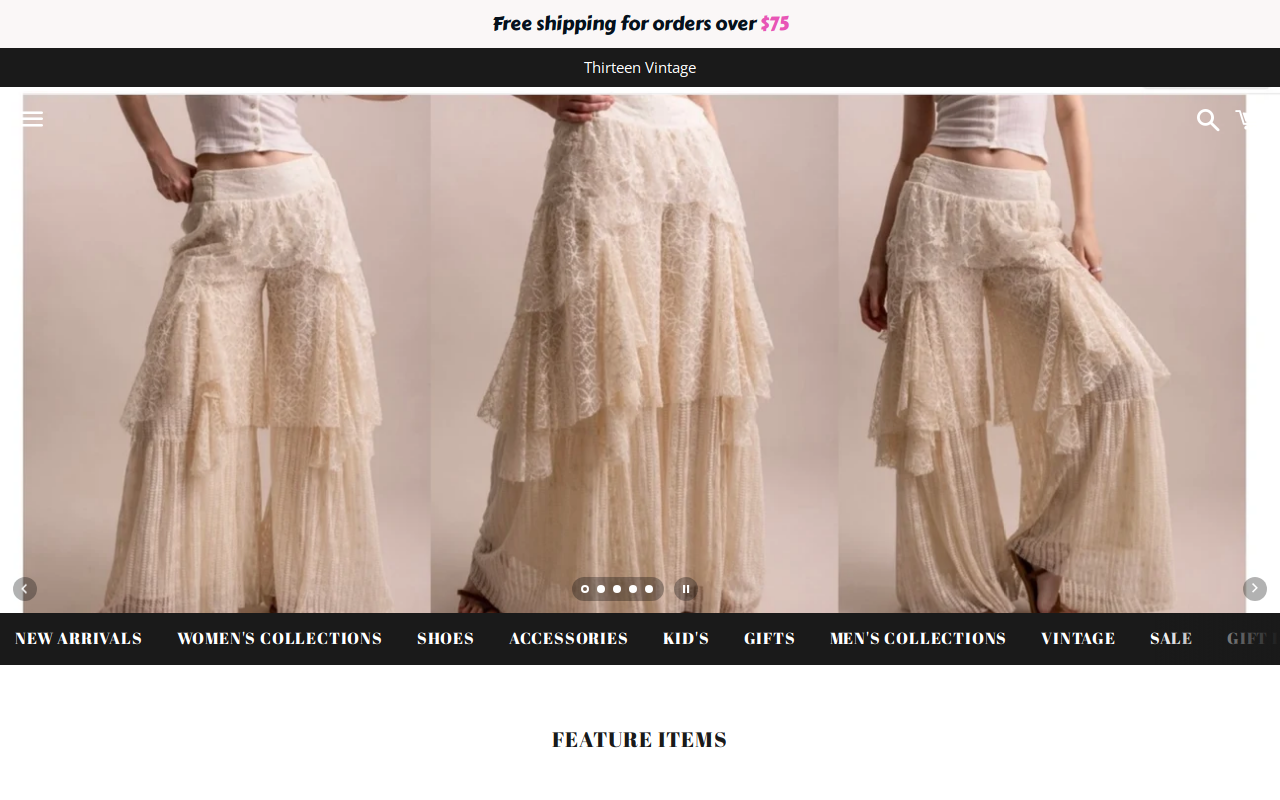 Thirteen Vintage website preview