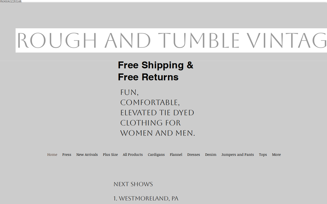Rough and Tumble Vintage Clothing website preview