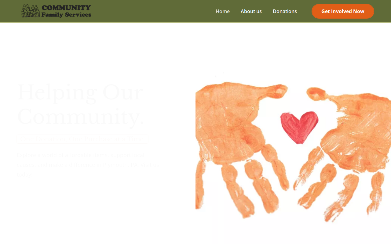 Community Family Services Thrift Store website preview