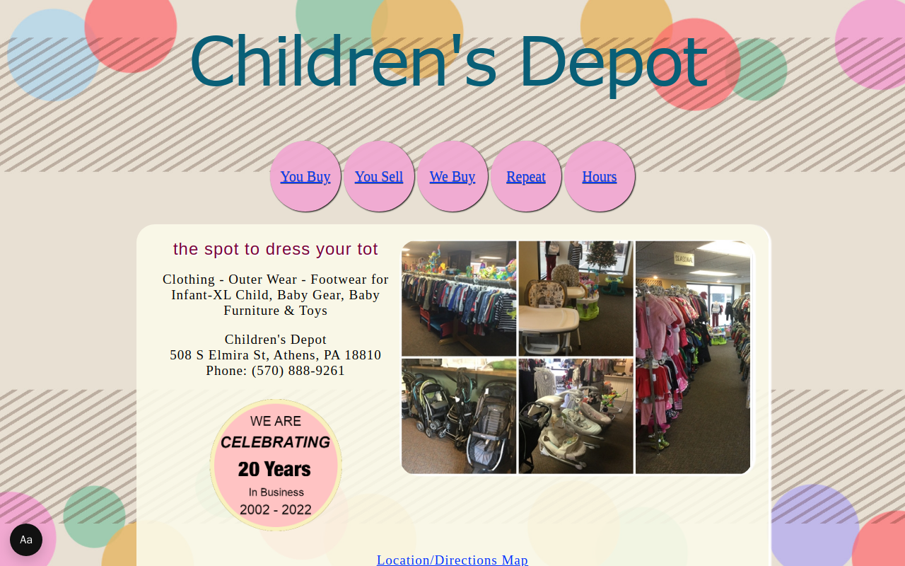 Children's Depot website preview