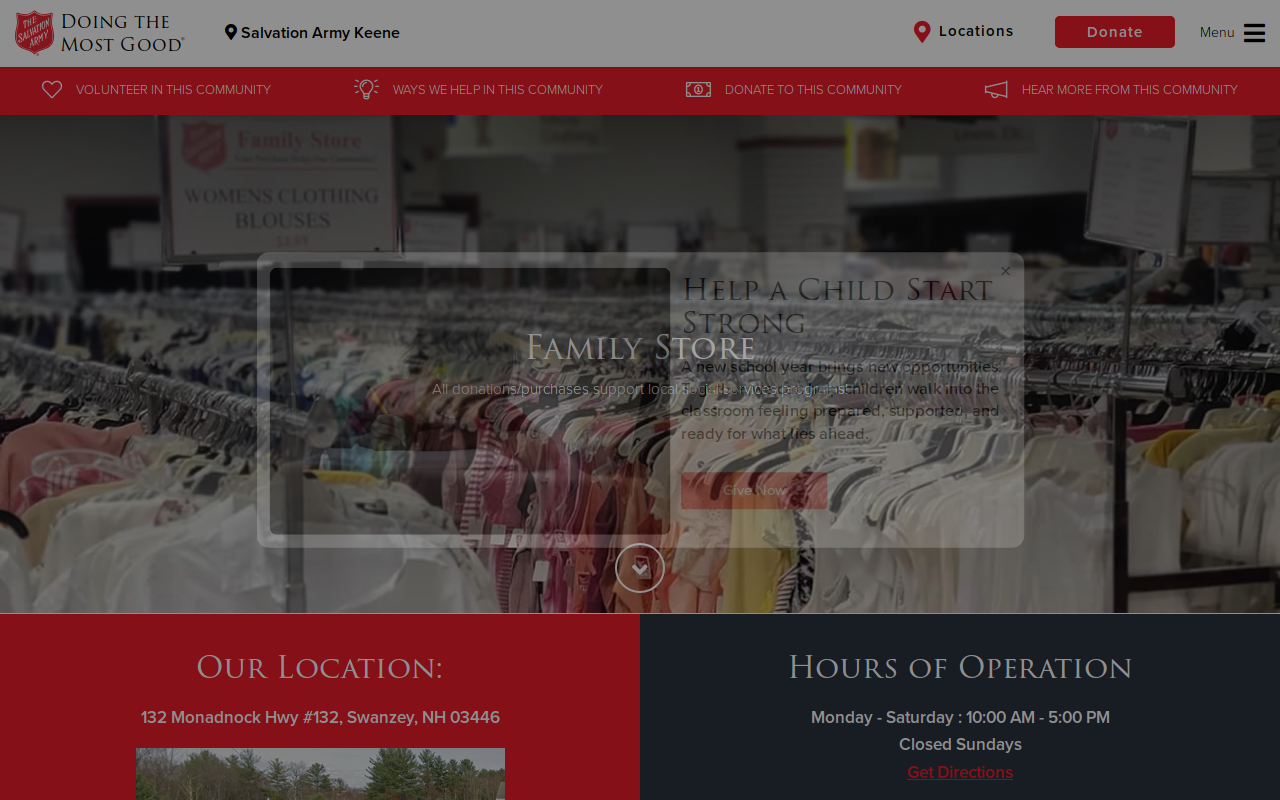 Salvation Army Thrift Store website preview
