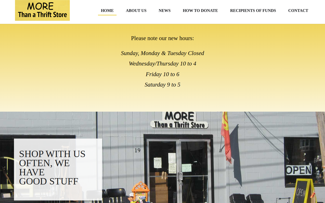 More Than a Thrift Store website preview