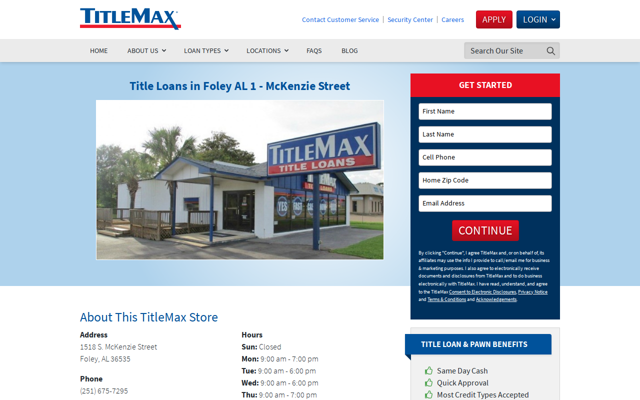 TitleMax Title Pawns website preview