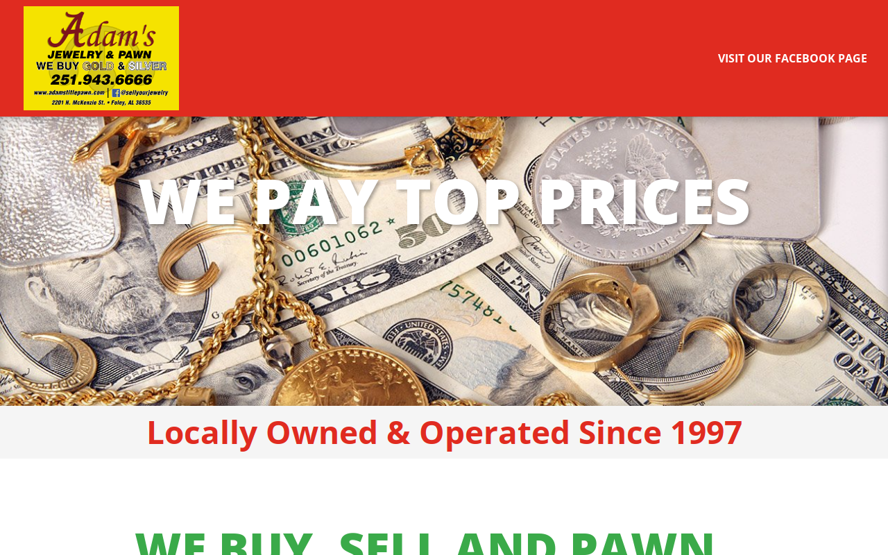 Adam's Jewelry and Pawn website preview