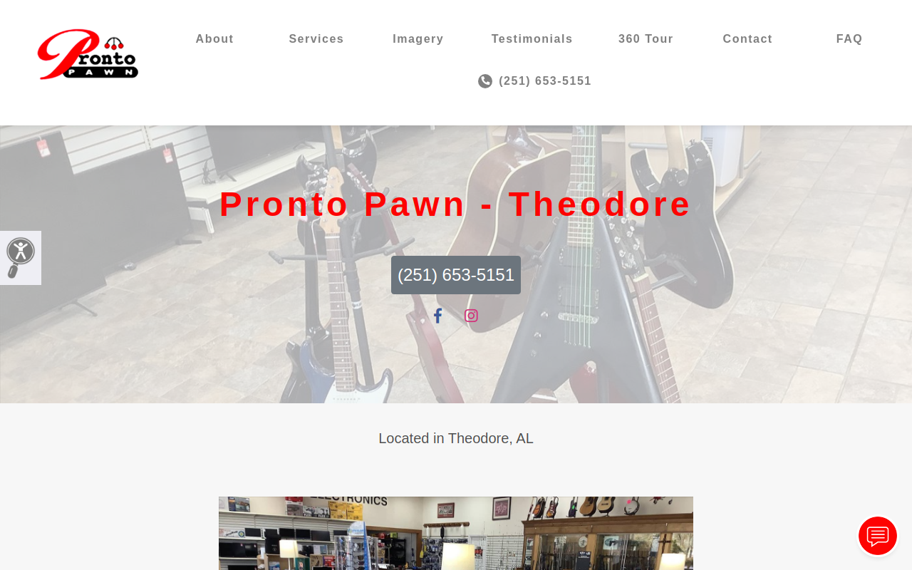 Pronto Pawn Theodore website preview