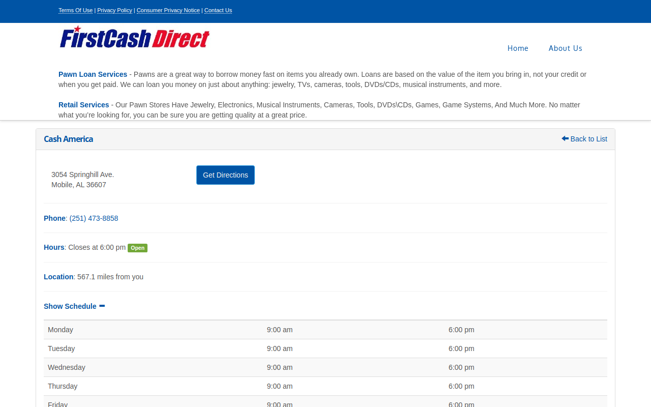 Cash America website preview
