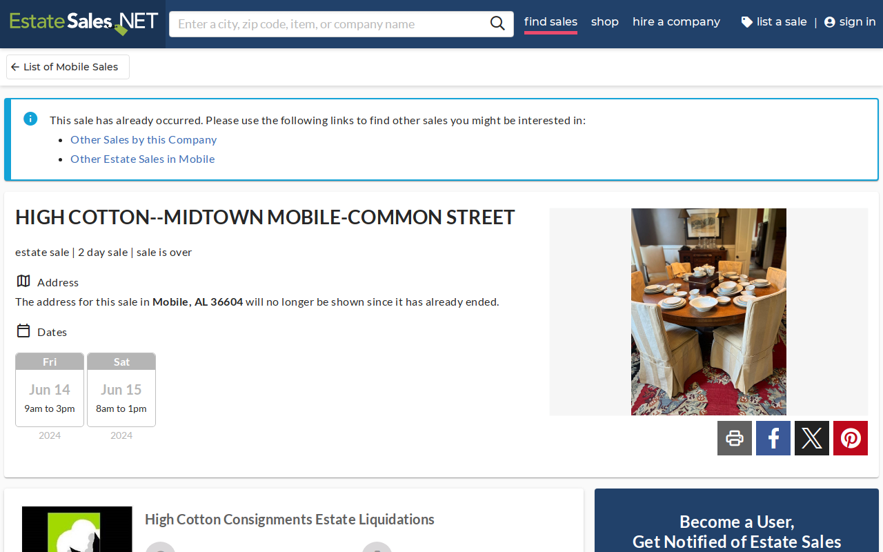 High Cotton Consignments website preview
