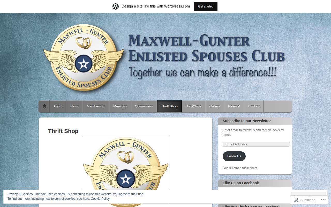 Maxwell-Gunter Enlisted Spouses Club Thrift Shop website preview