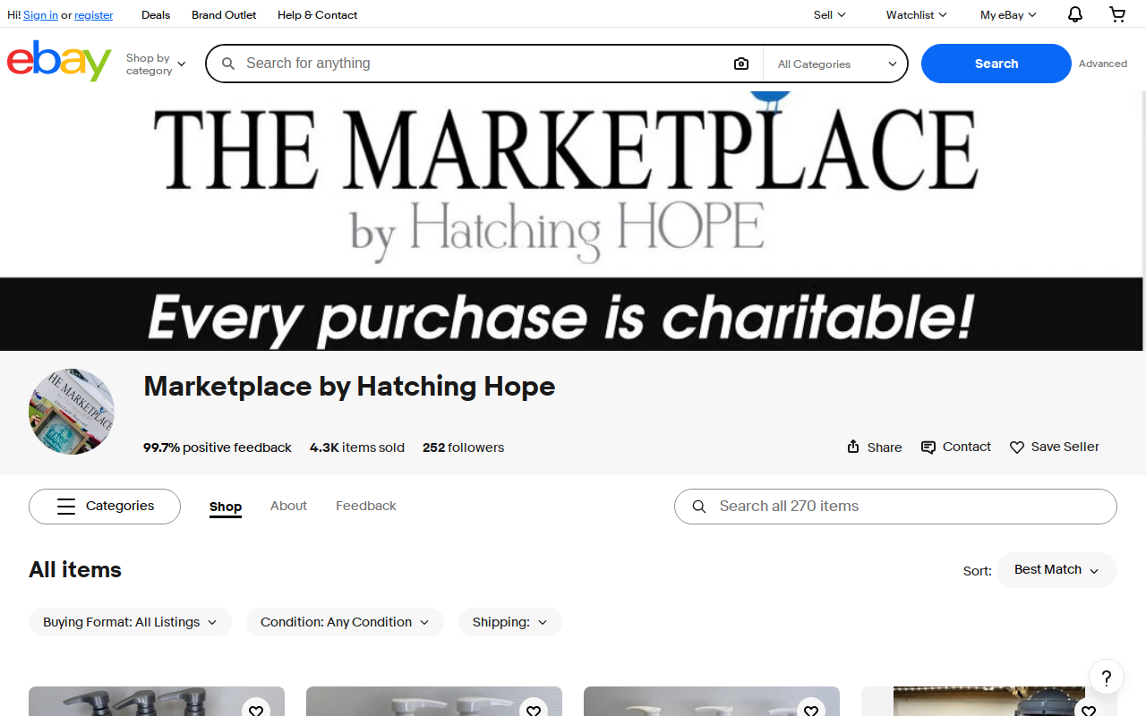 The Marketplace by Hatching Hope website preview