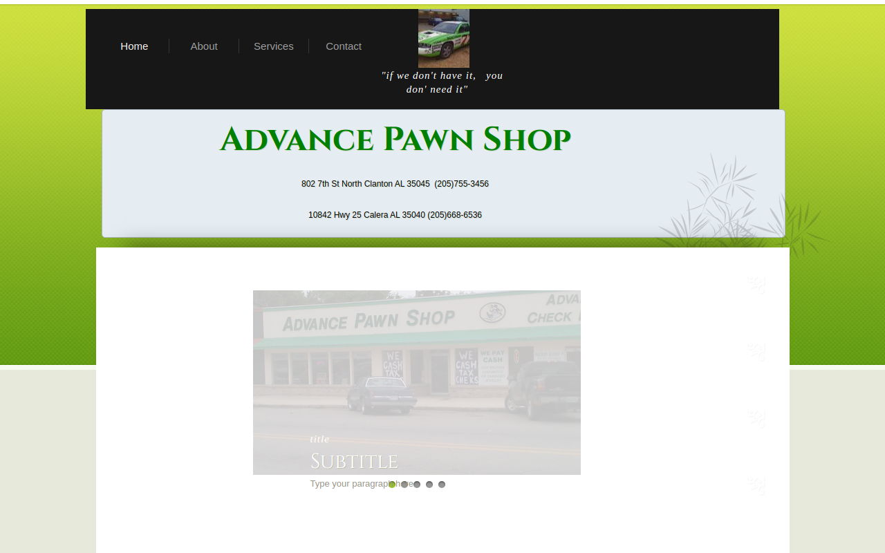 Advance Pawn Shop Inc website preview