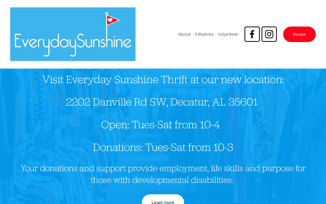 Everyday Sunshine Thrift Store website preview