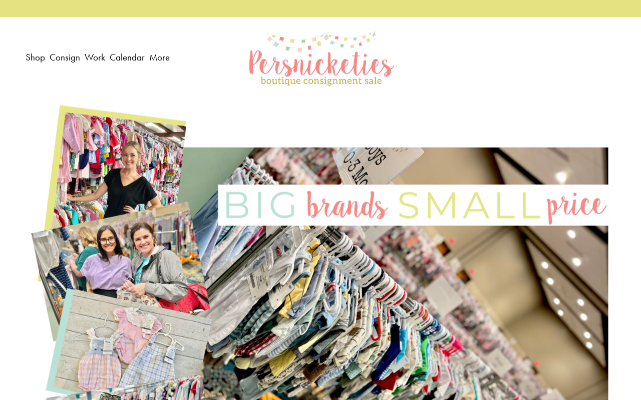Persnicketies Boutique Consignment Sale website preview