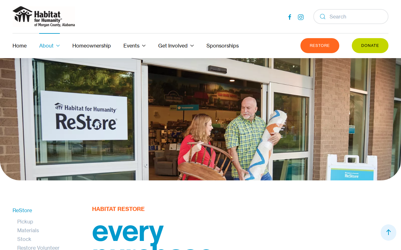 Habitat For Humanity Restore website preview