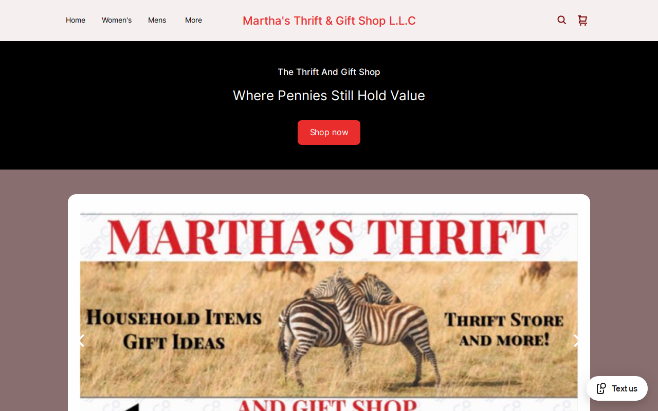 Martha’s Thrift & Gift Shop LLC website preview