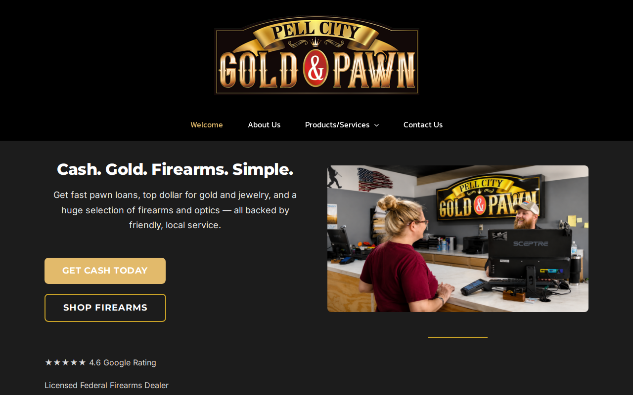 Pell City Gold & Pawn website preview
