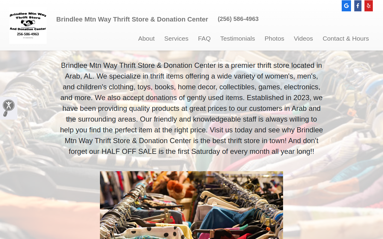 Brindlee Mt Thrift Store website preview