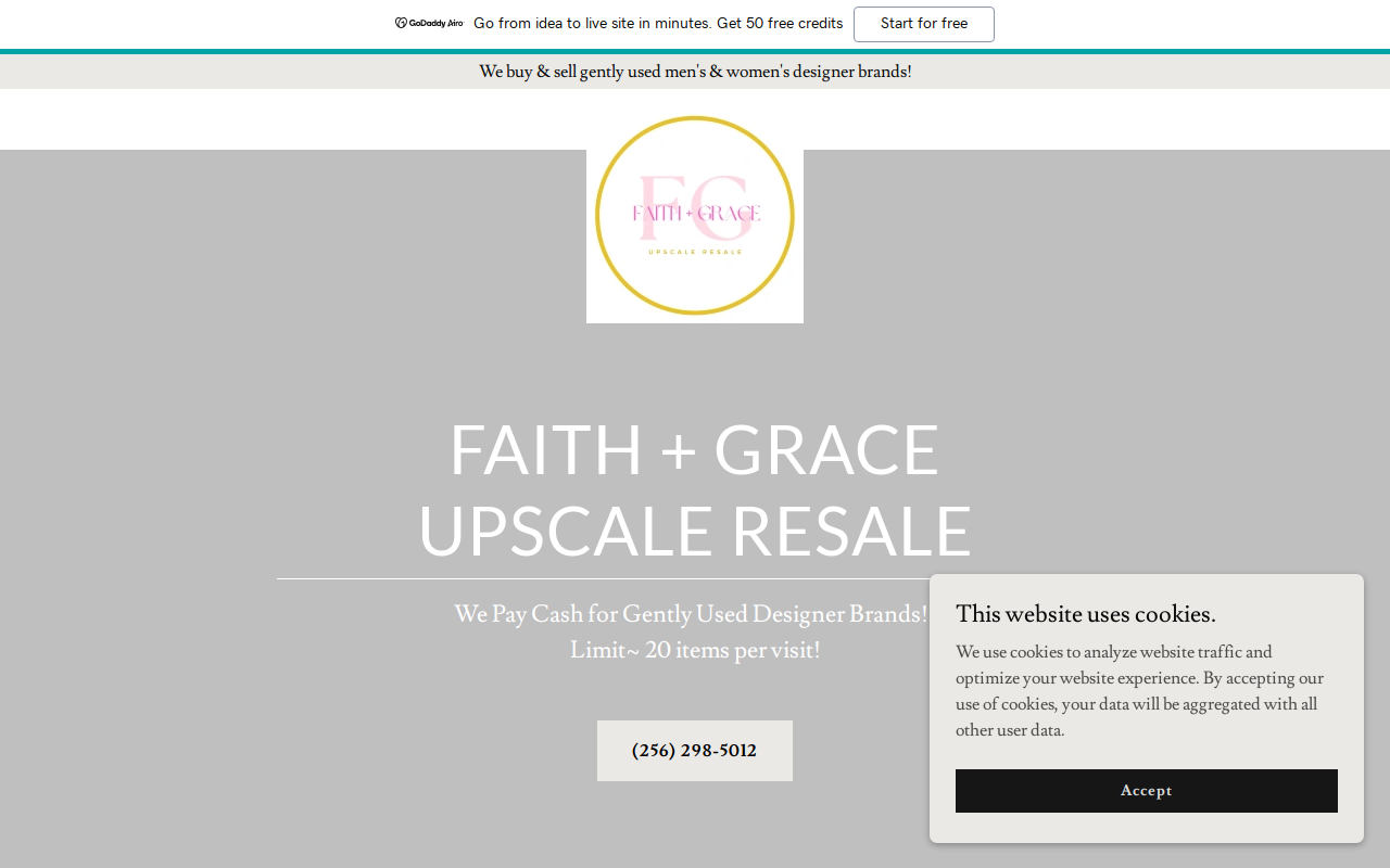 Faith + Grace Upscale Resale website preview