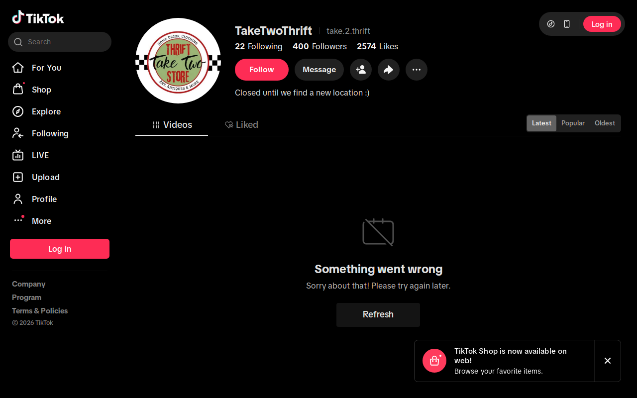 Take Two Thrift & Renew website preview