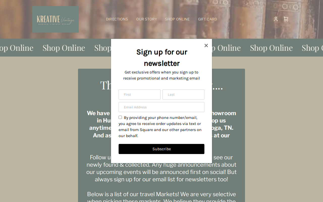 Kreative Vintage website preview