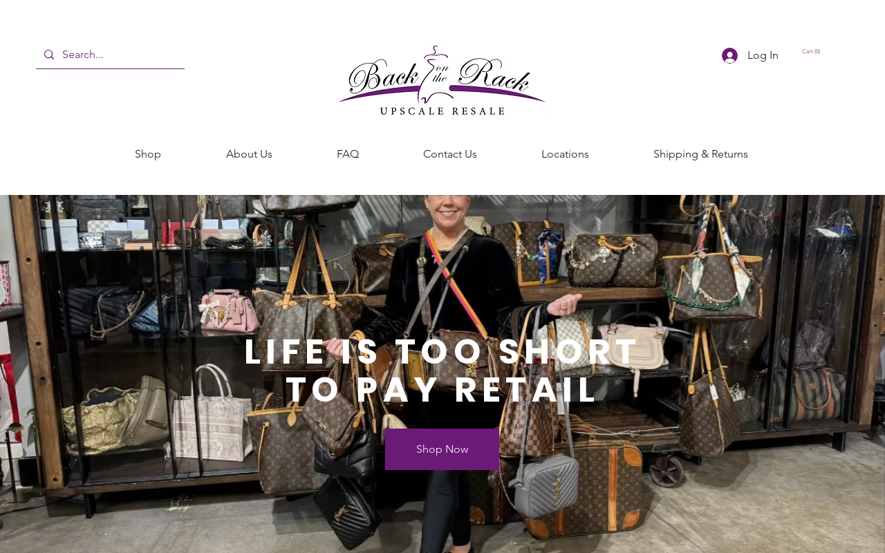 Back On the Rack Upscale Resale website preview