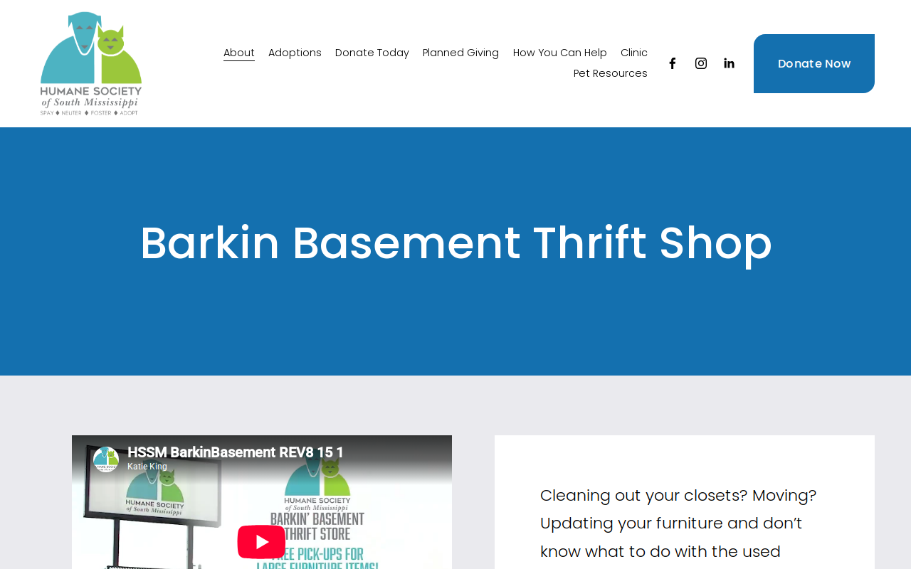 Barkin' Basement Thrift Shop & Fashion Hounds Boutique website preview