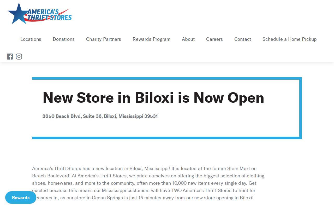 America's Thrift Stores and Donation Center website preview