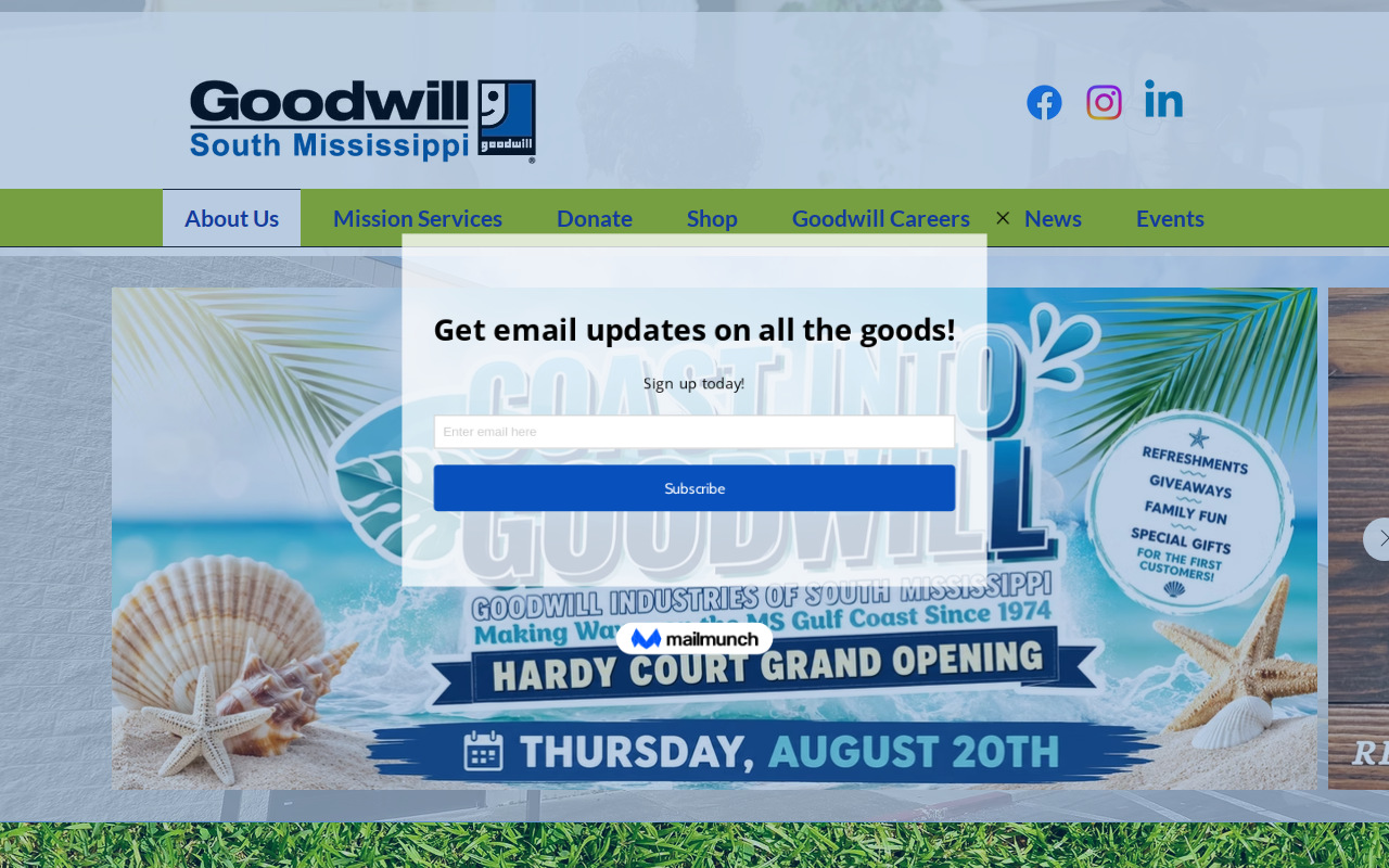 Goodwill Pascagoula Retail Store and Donation Center website preview