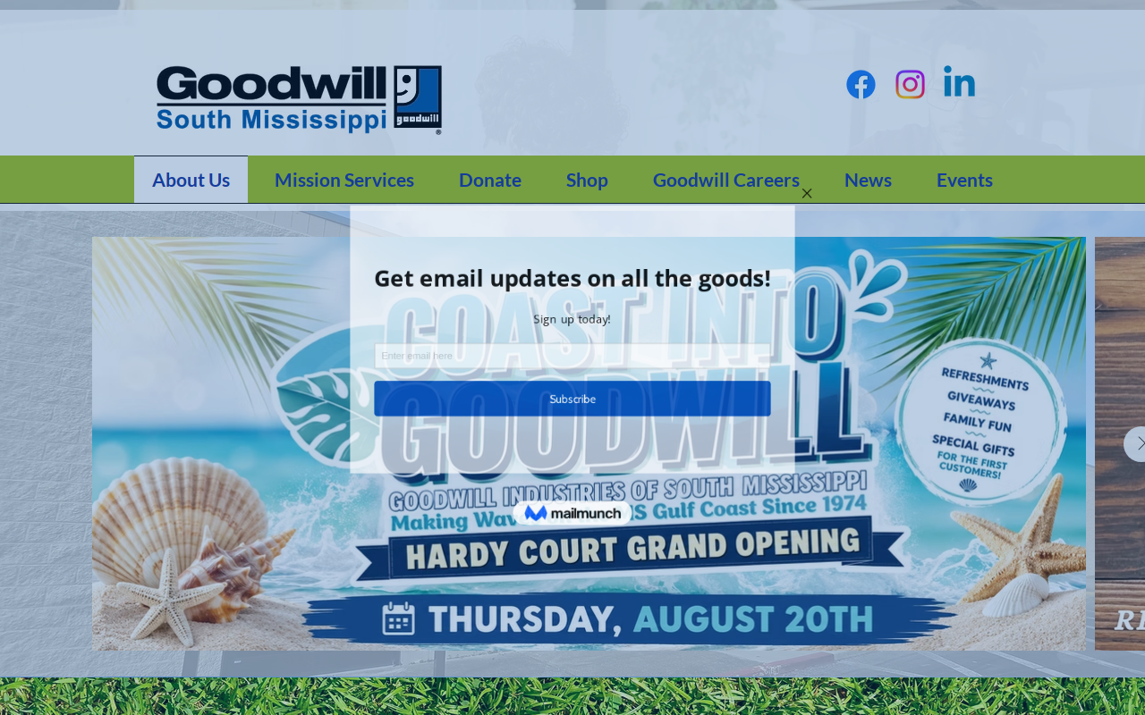 Goodwill Ocean Springs Retail Store and Career Connections website preview