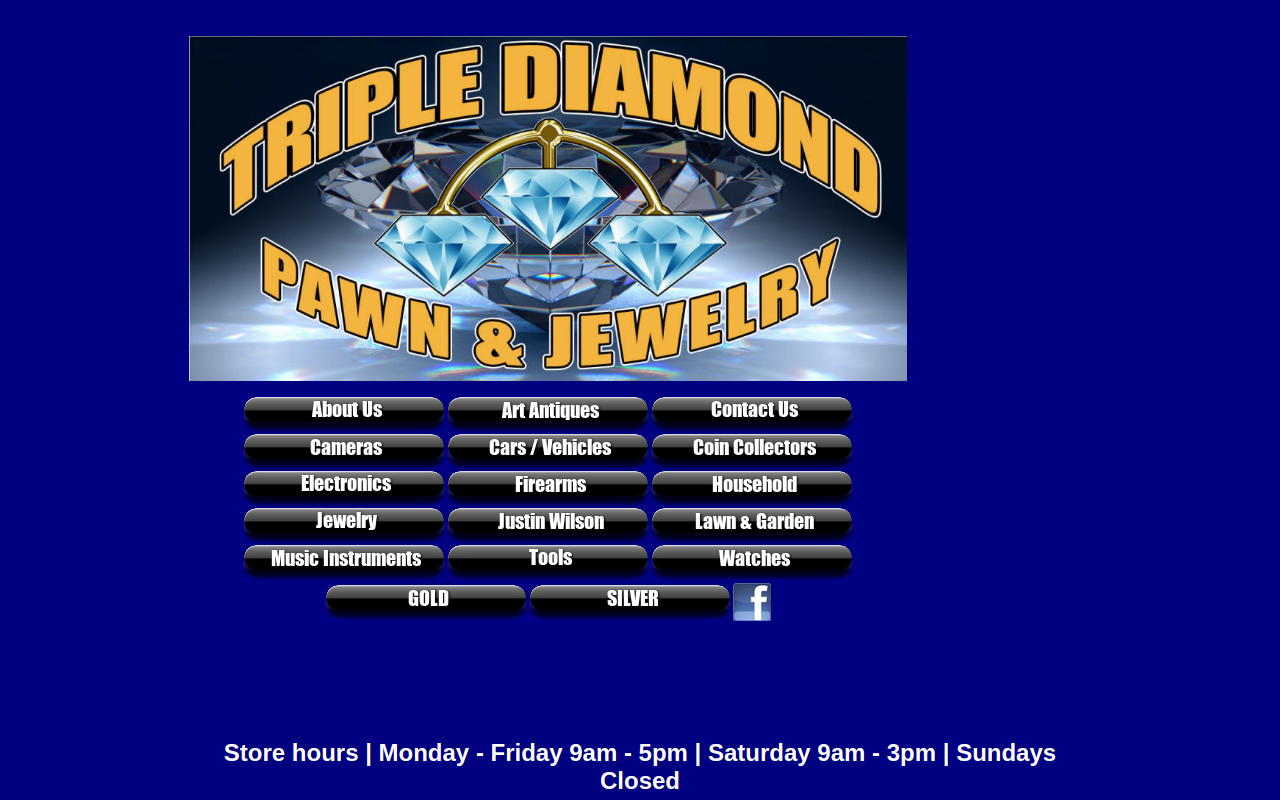 Triple Diamond Pawn and Jewelry website preview