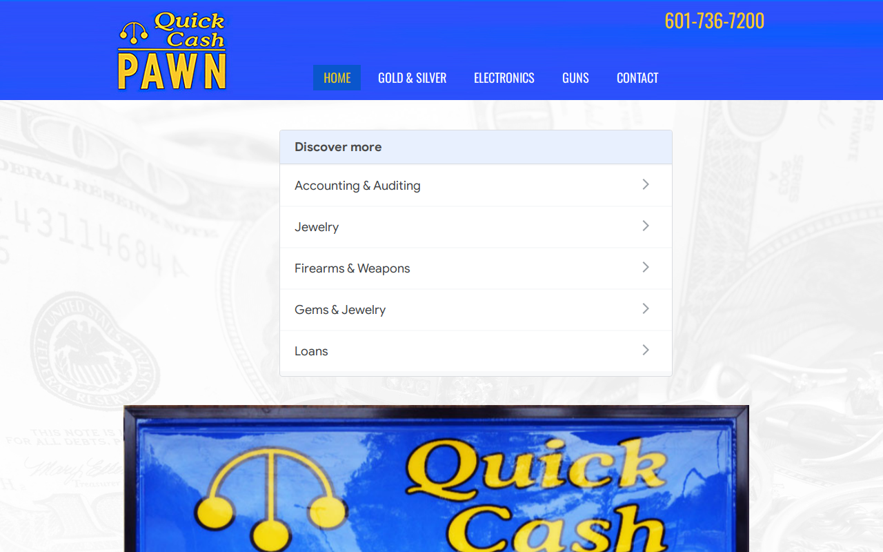 Quick Cash Pawn website preview