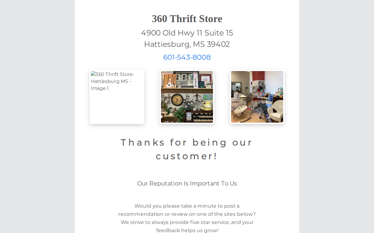 360 Thrift Store East website preview