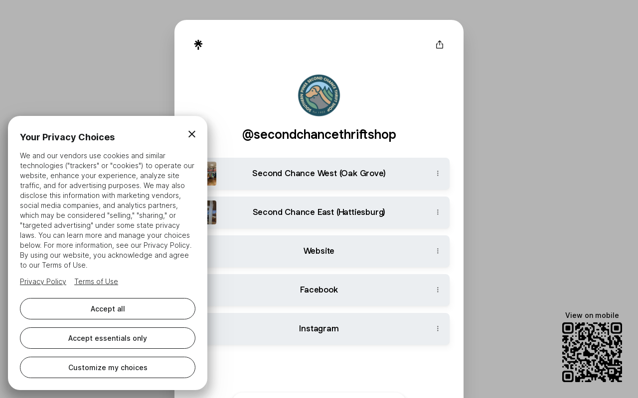 Second Chance Thrift Shop website preview