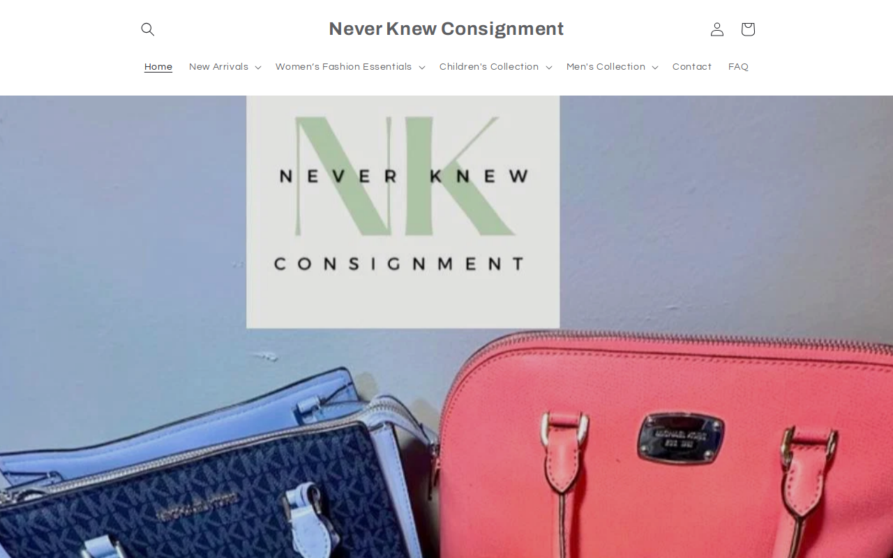 Never Knew Consignment website preview