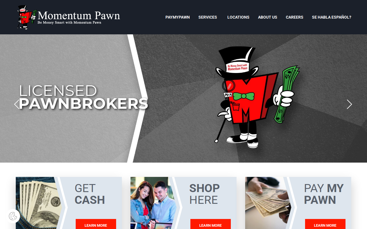 Momentum Pawn website preview
