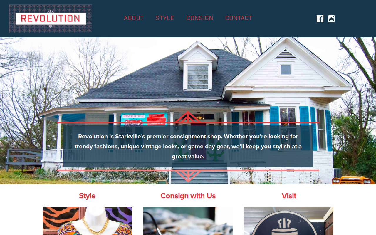 Revolution Consignment Shop website preview
